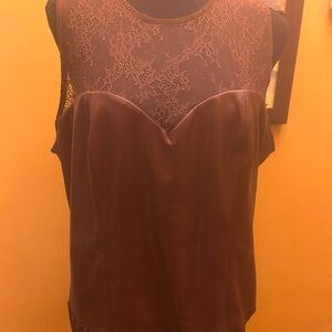 Express New With Tags Brown Faux Leather Lace Sweetheart Bodysuit XL